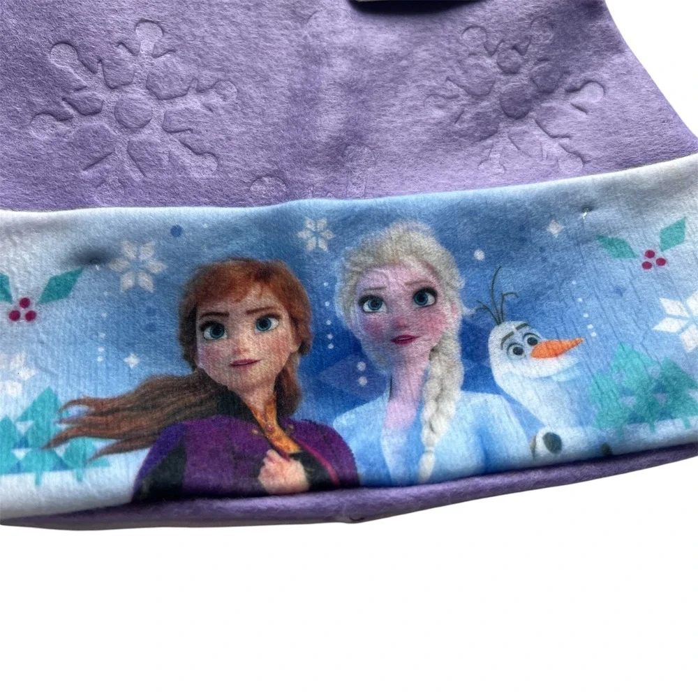 Disney Frozen 2 Purple Santa Hat‎ Elsa Anna Olaf Snowflake Embossed NWT